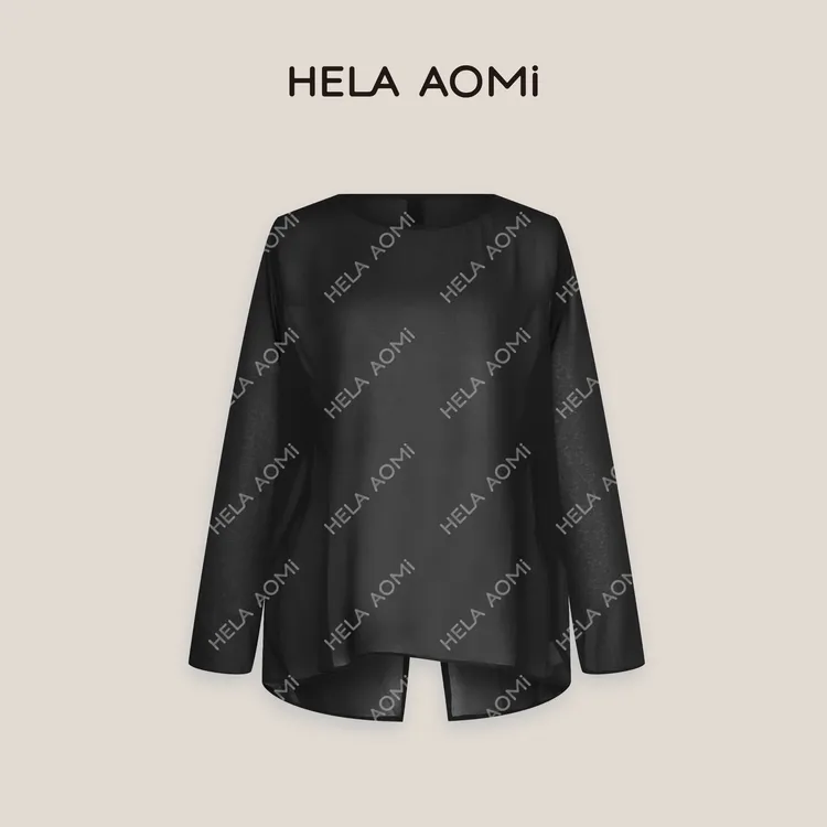 HELAAOMI“后背扭结”桑蚕丝宽松慵懒感上衣薄款透气衬衫CY5BM26835
