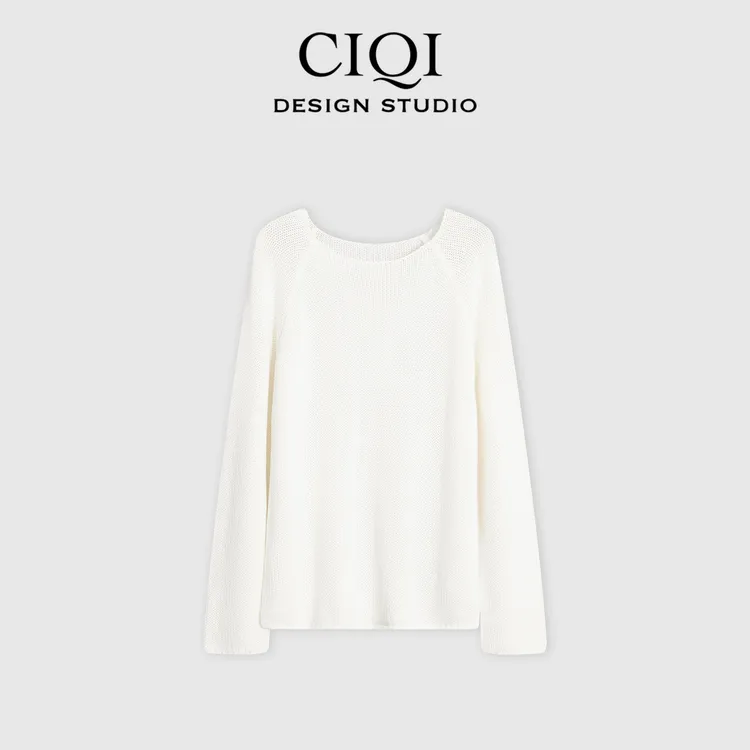CIQI STUDIO【清甜白茶】纸片人裸感轻盈舒适针织打底上衣DY25968