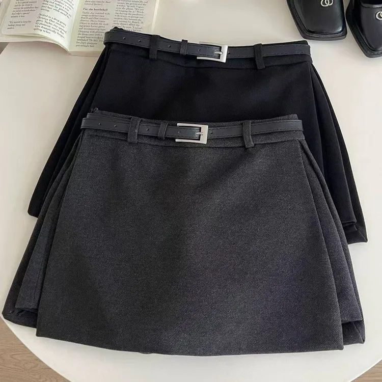 2025新款毛呢厚A字裙女秋冬半裙半身裙百搭显瘦短裙高腰裤裙潮