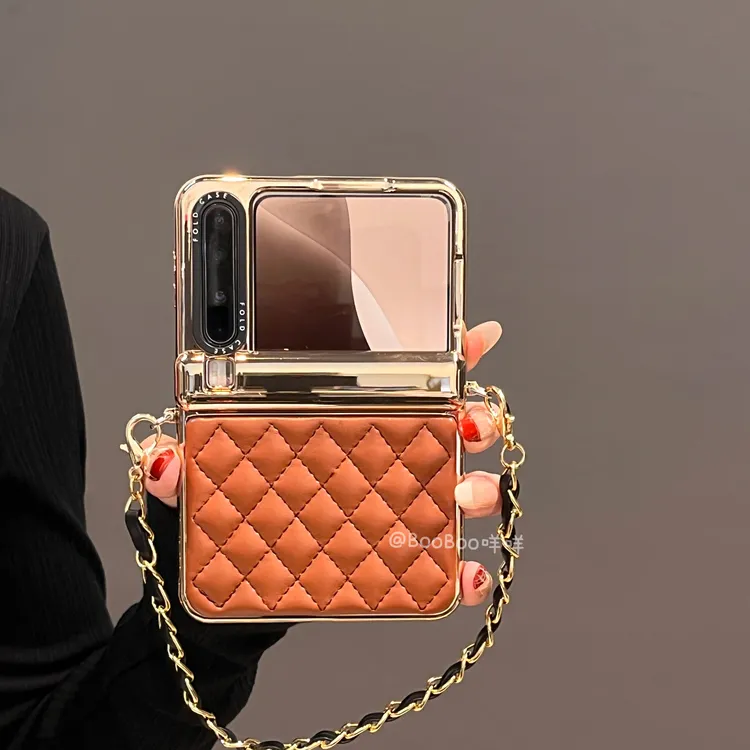 简约时尚高级感菱格皮纹适用华为PuraX折叠屏手机壳典藏版奢华潮