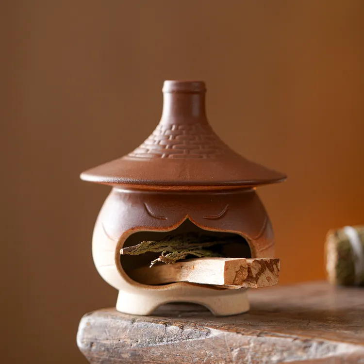 陶瓷香薰炉燃烧圣木白鼠尾草雪松可干烧燃熏桌面明火氛围小壁炉