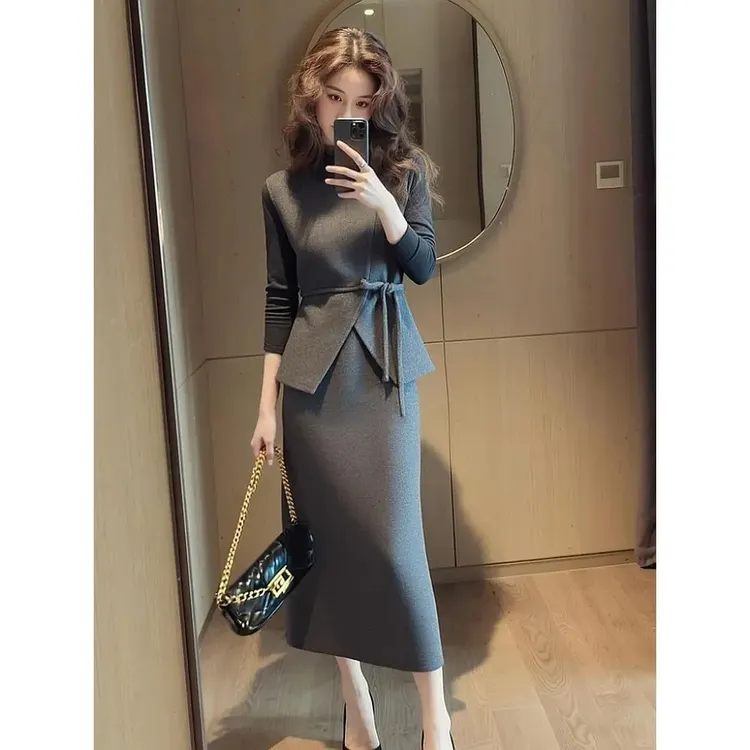 轻奢高级感女人味气质穿搭一整套高级感马甲半身裙三件套女秋冬季