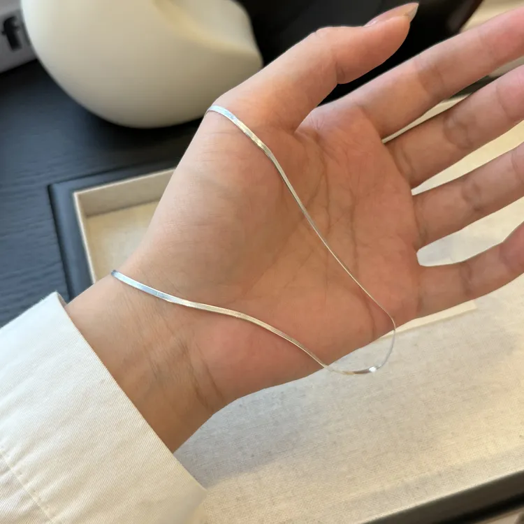 链子925银 【蛇骨素链】银质亮面极简锁骨链百搭气质精致素款可调节