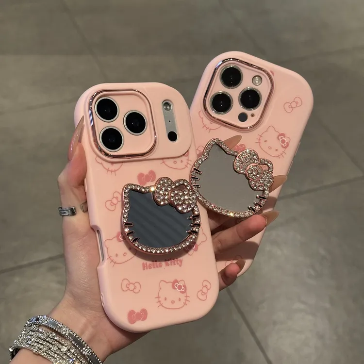 BANCA乖萌kitty镜子支架适用苹果17/16手机壳华为vivo小米15oppo