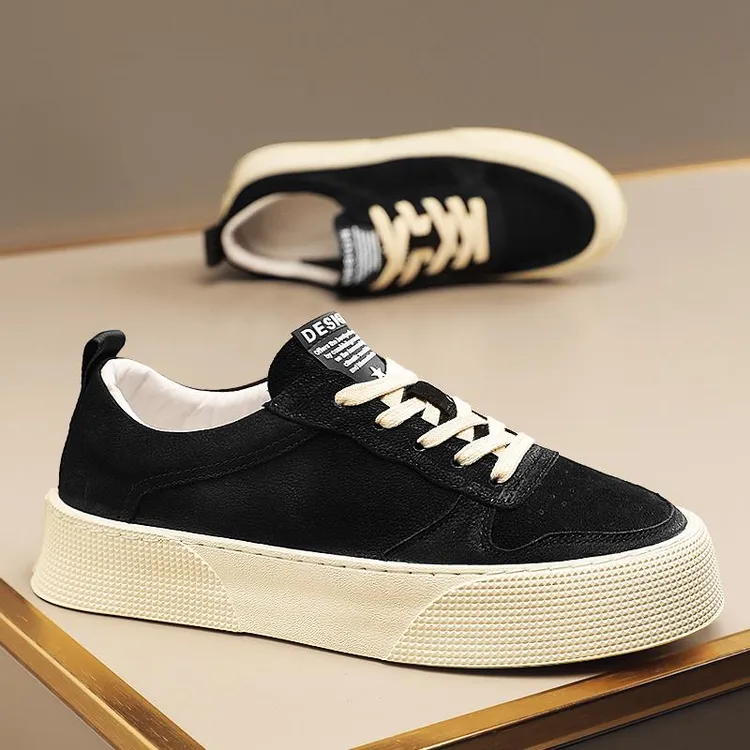 男鞋夏季透气运动厨师专用上班工作厨房防滑防水厚底黑色耐脏板鞋