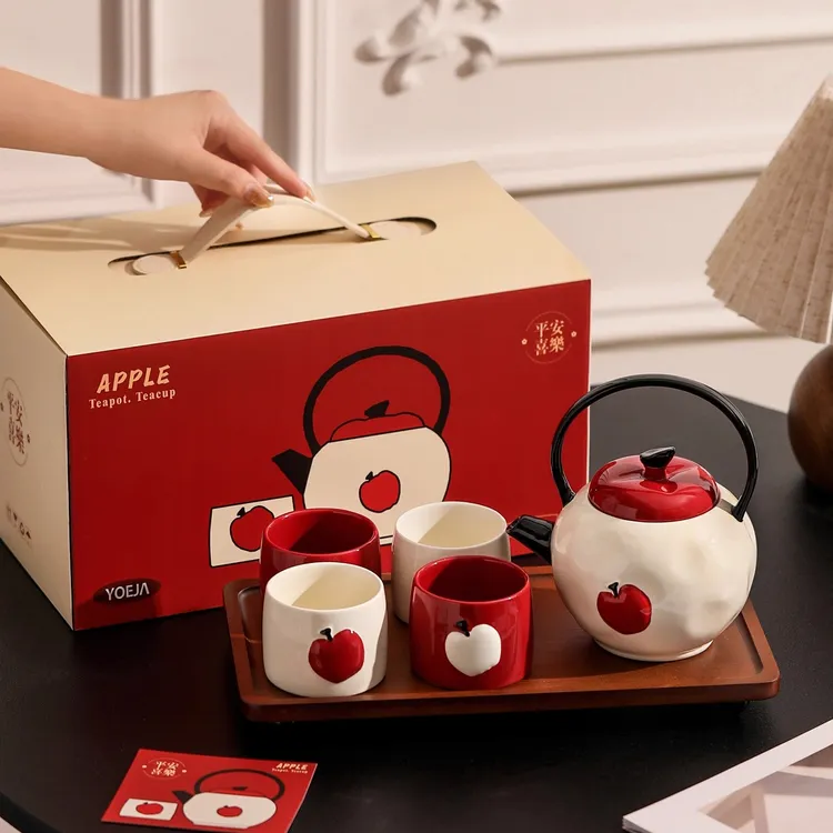 GoingDaily/苹安喜乐陶瓷茶具茶壶礼盒装结婚礼物乔迁新居伴手礼