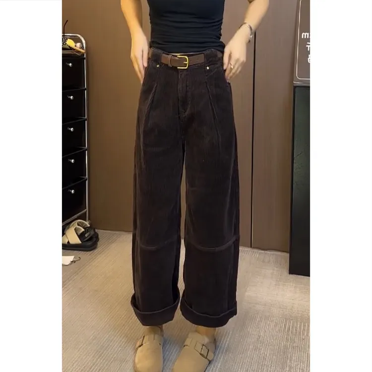 艾塔莉早秋美拉德风休闲裤中腰洋气阔腿裤秋季长裤小个子百搭修身