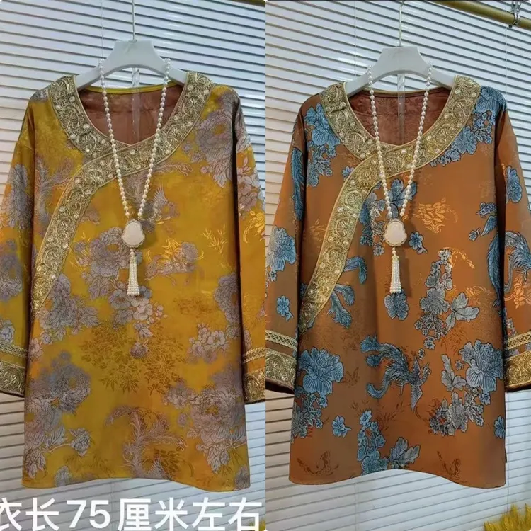 上新价~深圳888新中式花开凤舞亮片时尚太太服国风改良旗袍衫