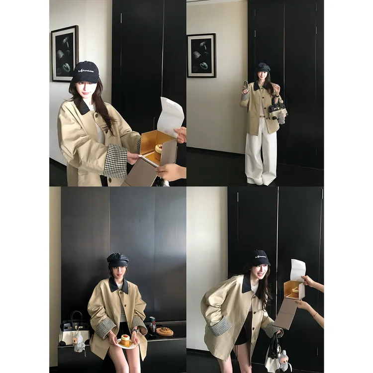 SKK“Barnfit高智巴恩风”自由完美演绎 撞色格纹拼接外套