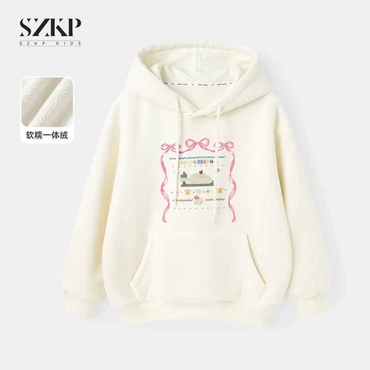 SZKP冬季新款女童装保暖上衣中大童休闲儿童加绒卫衣YNYD557247