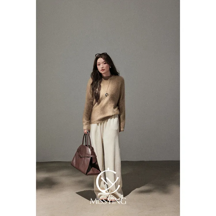 应小姐黑标【午后暖阳】微胖大码绵羊毛+山羊绒+桑蚕丝针织衫毛衣