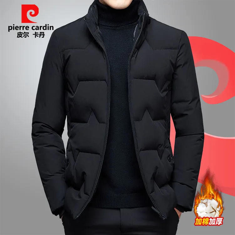 皮尔卡丹冬季立领中年男士短款轻薄加厚男棉服外套休闲棉袄爸爸袄