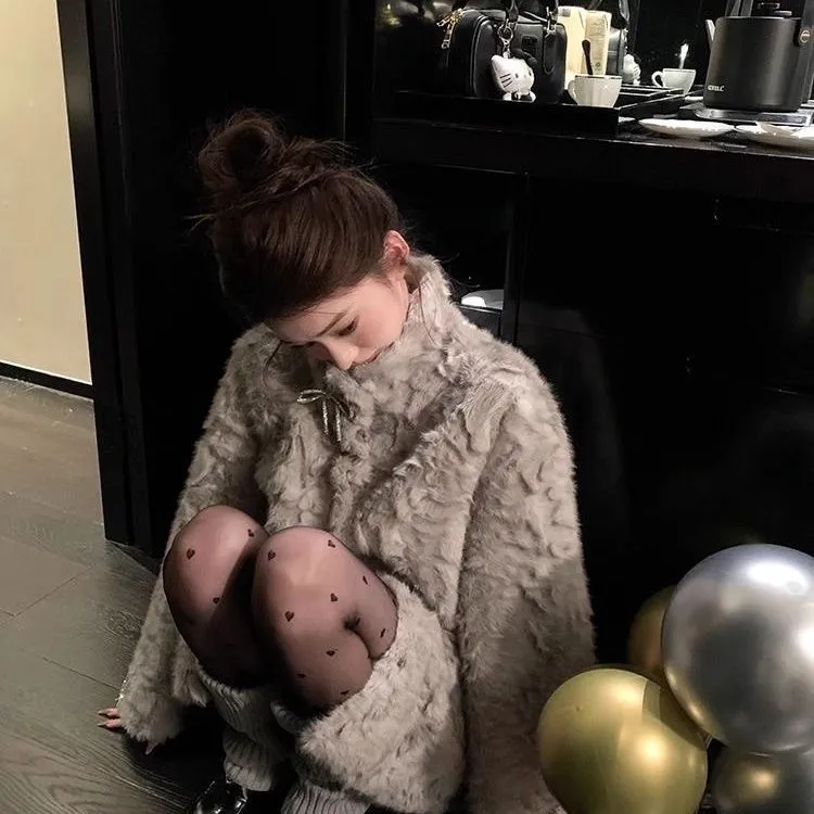 小火山努努月影少女立领染尖环保皮草外套女冬保暖大衣冬季大衣