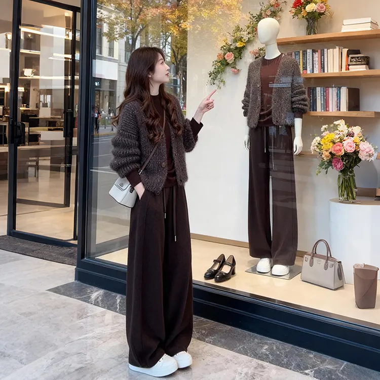 SHALLDOER【高知女主】巨好看的秋冬一整套穿搭2025软糯针织衫+长裤