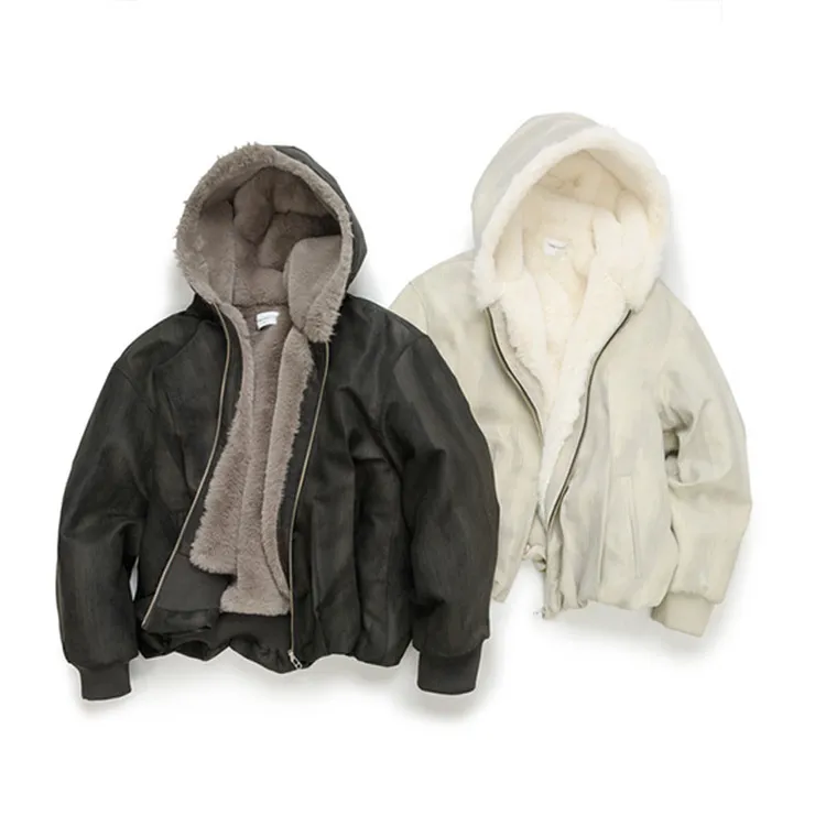 OkayThxByee "一件过冬" 仿貂毛大理石座山雕男秋冬连帽棉服夹克