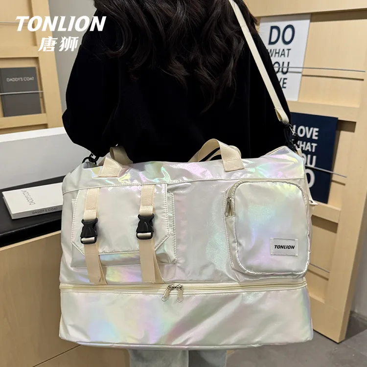 tonlion/唐狮旅行包多口袋收纳包女大容量手提运动游泳瑜伽健身包