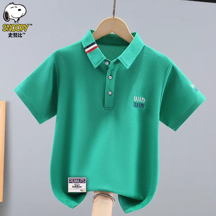 史努比男童夏季2026新款洋气中大童短袖翻领透气POLO衫学院风上衣