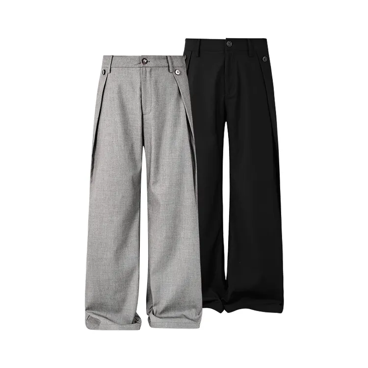 KREATE「松弛主义」打褶解构翻边裁剪休闲宽松微A字垂感TR西裤夏