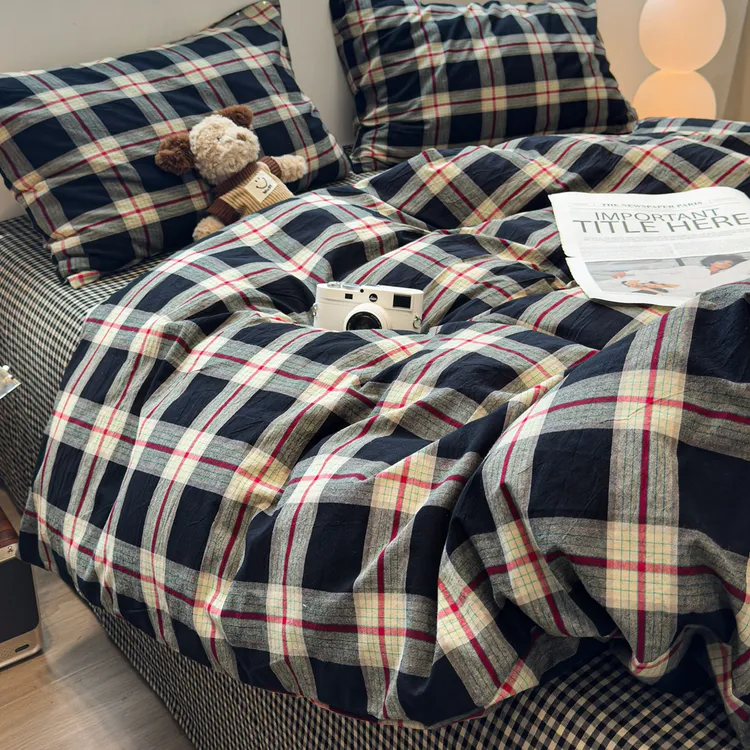 朵罗塔丨A类中古格子被套单件纯棉100%全棉2025新款1.5水洗棉被罩