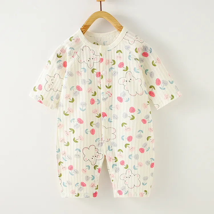 婴儿衣服夏季0-3个月宝宝连体衣纯棉全棉新生儿爬服空调服衣服