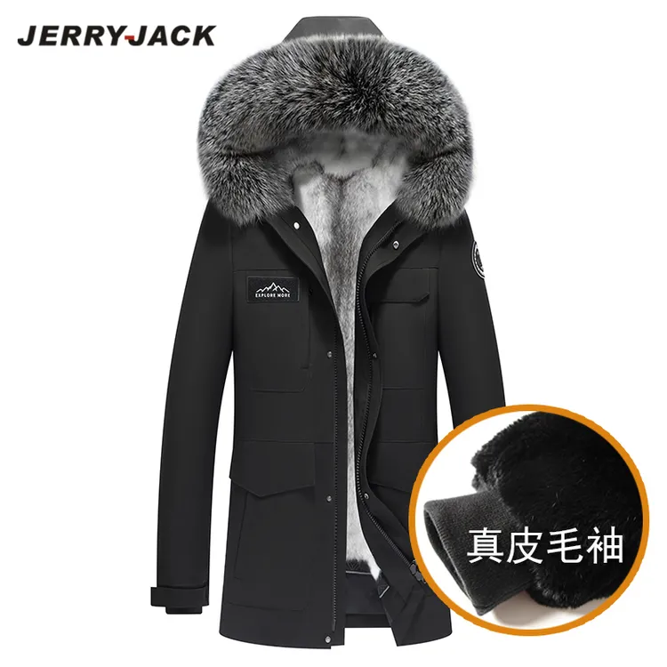 海宁男士皮衣皮毛一体内胆可拆卸狐狸毛领中长款保暖真皮毛男外套