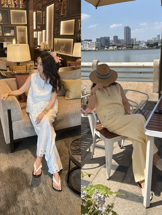 POGU-R 新品经典亚麻套装宽松老钱风背心马甲休闲阔腿裤TZ-432