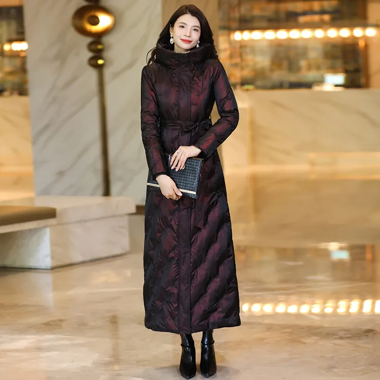 长款羽绒服气质收腰轻奢高级感收腰白鸭绒女款羽绒服