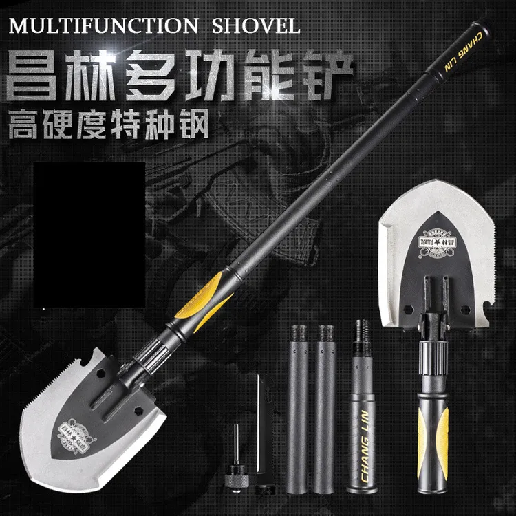 日本昌林陆虎多功能工兵铲户外折叠堆高机载锰钢战术铁锹露营钓鱼