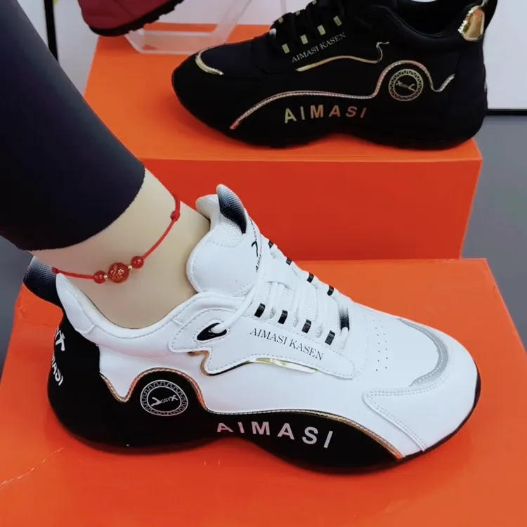 秋冬皮面男女款百搭休闲鞋增高厚底轻便运动鞋潮流跳舞鞋8825