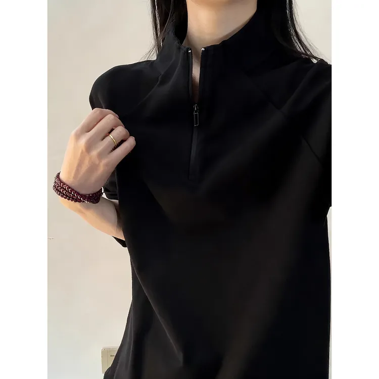 黑色半拉链德绒打底衫男冬季内搭中高领卫衣美式健身运动长袖t恤