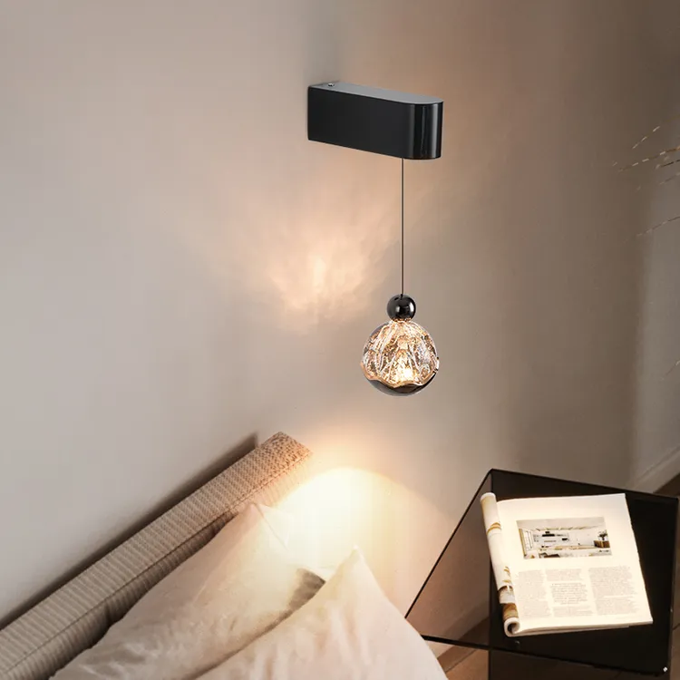 主卧室床头轻奢意式小吊灯壁灯极简升降小吊线灯现代简约书桌玻璃