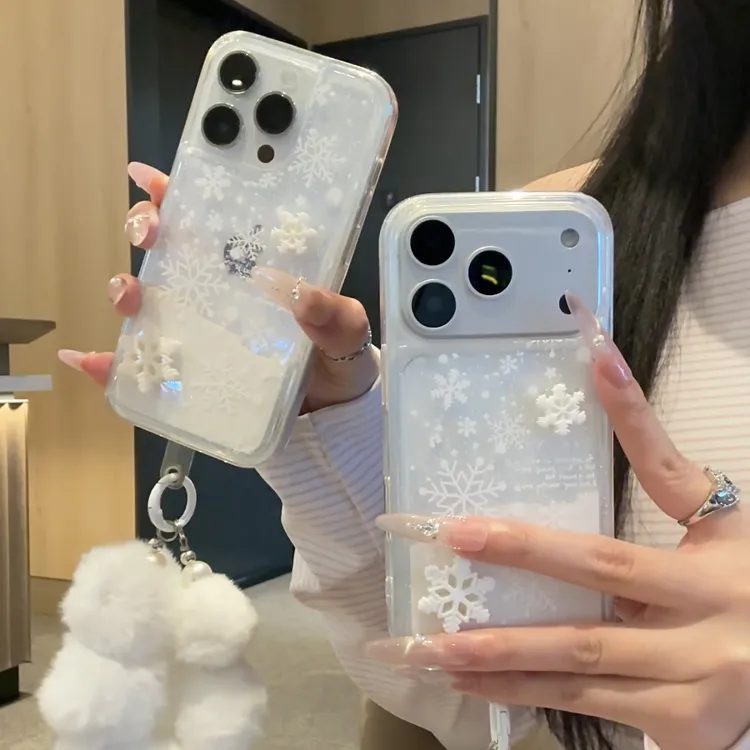 GGBond雪花毛球手链适用苹果17流沙手机壳华为p80vivo小米17oppo