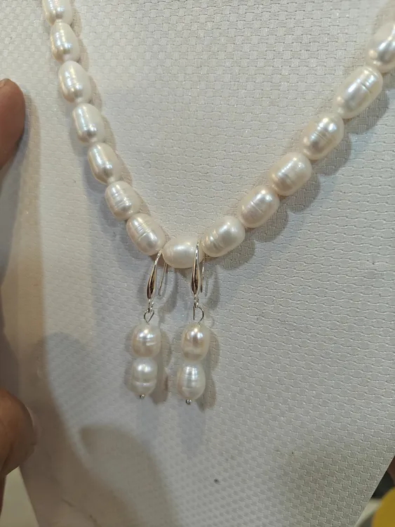 不锈钢项链  ھەقىقىي ساپ مەرۋايىت.