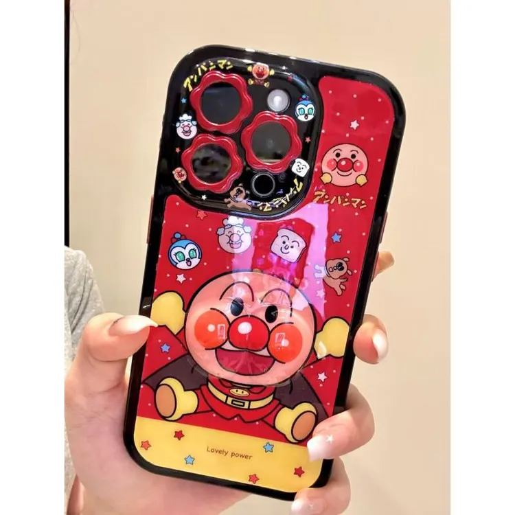 卡通波点腮红脸蛋鼓包面包超人适用iphone16promax苹果15手机壳14