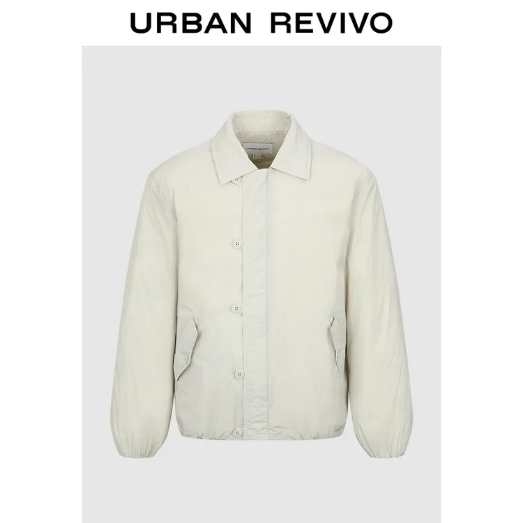 UR2025冬季新款男装简约休闲纯色翻领宽松羽绒服UML150044