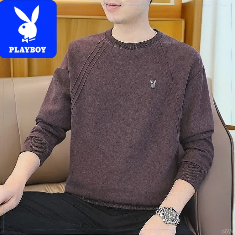 长袖加绒加厚保暖秋冬宽松潮流韩版卫衣男士上衣打底衫PLAYBOY花