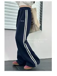 设计感宽松两条杠抽绳运动风休闲裤减龄运动裤