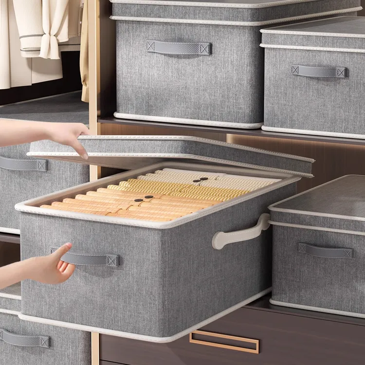 收纳箱棉麻衣物整理收纳盒衣柜收纳分层神器可折叠裤子衣服收纳筐