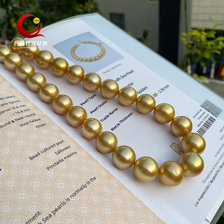 进口菲律宾吉尔德大证天然南洋金珠项链海水珍珠串珍珠项链送妈妈