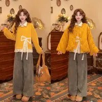 【专属运费】穿搭一整套女2025款假两件卫衣复古棉服外套裤子三件套