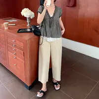 夏季女装日系慵懒松弛感裤子胖mm大码新款薄款显瘦宽松直筒休闲裤