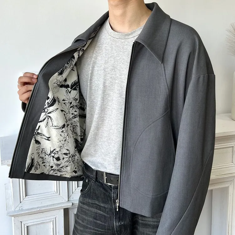 高级感复古水墨设计西装外套男2025春秋潮牌翻领夹克宽松休闲上衣