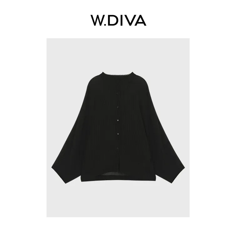 W.Diva【清酒】100桑蚕丝品质顺纡条提花艺术毛边长袖衬衫51S262002