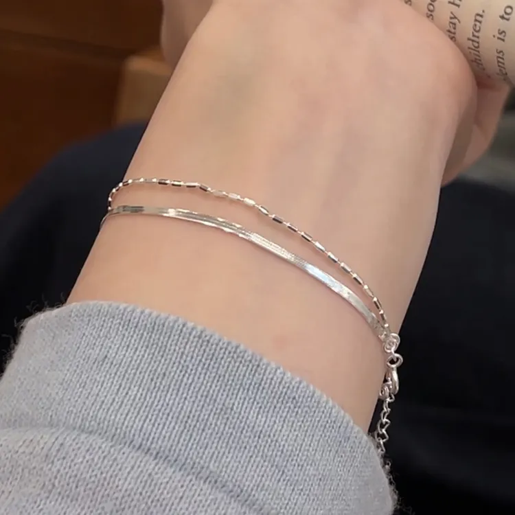 铜合金手链 双层超闪气质叠戴手链波光粼粼百搭高级