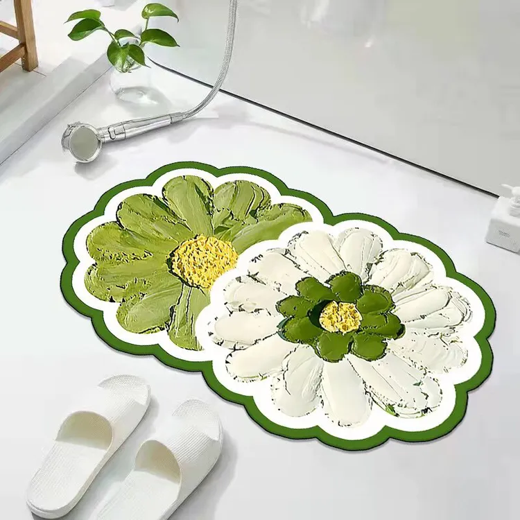 异形花卉硅藻泥地垫浴室卫生间淋浴间门口吸水防滑速干家用脚垫