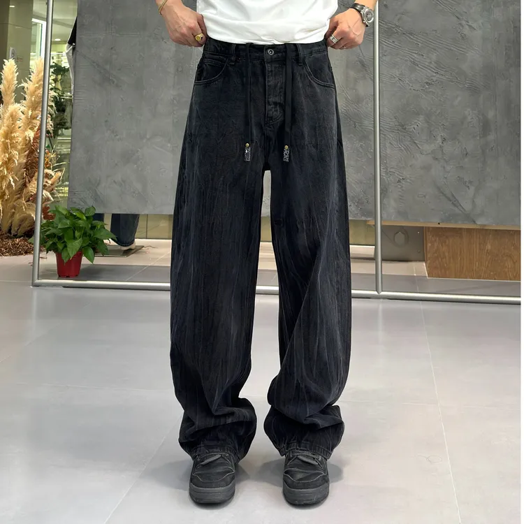 创恒（澳洲肥牛）潮流时尚宽松美式雪花水洗男士裤子牛仔裤四季通用