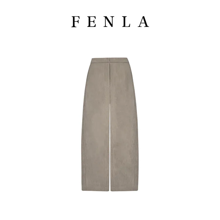 【惠姐私服】秋冬加绒高腰舒适显瘦休闲细坑条直筒长裤  85507