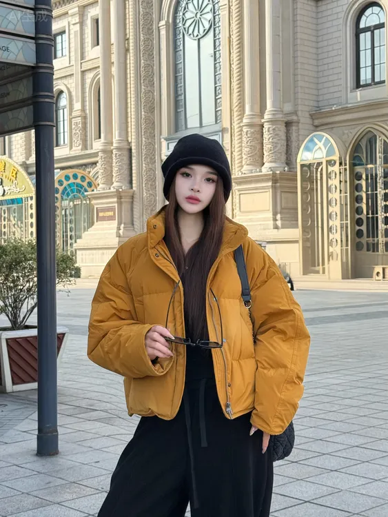 2025冬季新款白鸭绒韩版立领加厚保暖羽绒服女短款时尚宽松外套