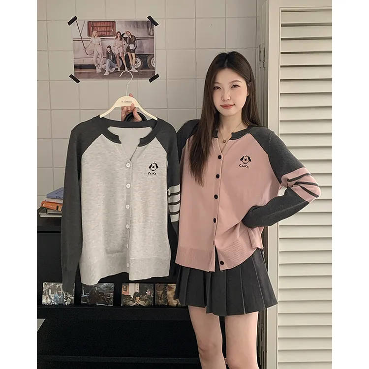 大码女装2025年秋季气质撞色针织衫胖mm百搭显瘦开衫上衣69291