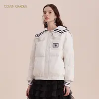 【蜜思仝】哥文花园冬季海军风大翻领白鸭绒羽绒服女CTC3332308